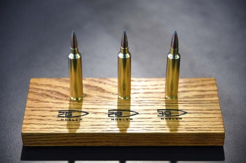 From left: the 26, 28 and 30 Nosler ammunition