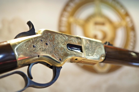 Detail of the hand engraved receiver