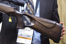 The left view of the buttstock shows the traditional design of the cheekpiece