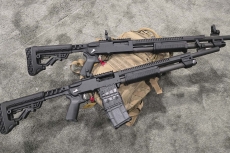 Mossberg 590R and 590RM pump-action shotguns with rotary safety