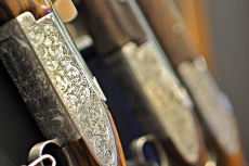 Detail of the engraving of a Browning B15 shotgun from the John Moses Browning Collection